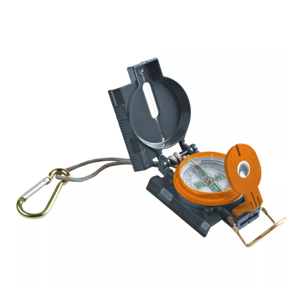 Compass with a carabiner on a white background