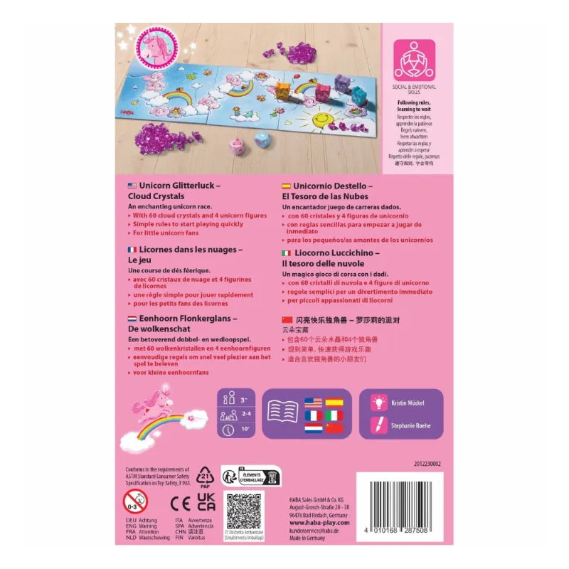 Board Game 3+: Unicorn Glitterluck Cloud Crystals, Haba