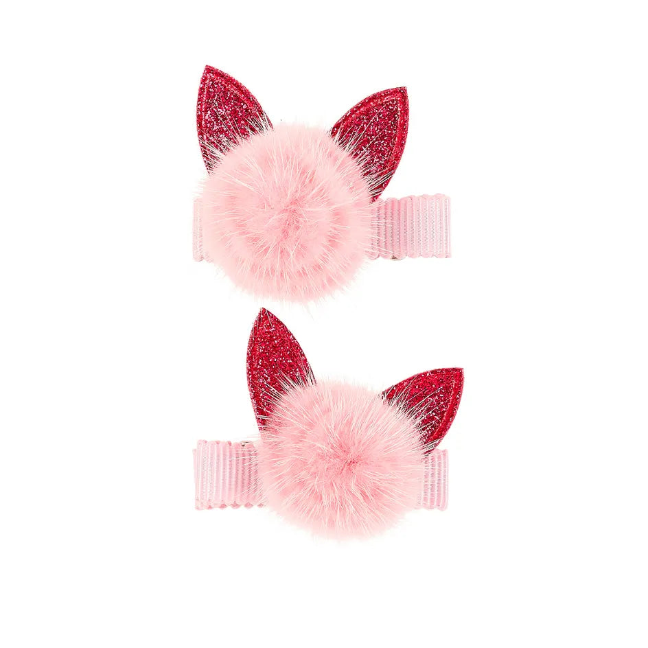 Hair Clips Cat, Pink, 2 pcs/Card