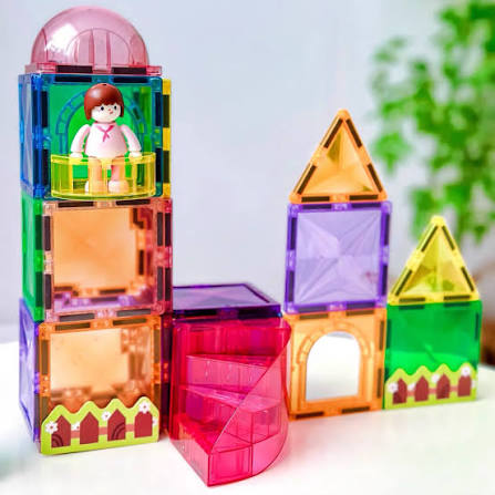 Our Family, Colourful Magnetic Tiles for Kids 3+, 32 Pieces