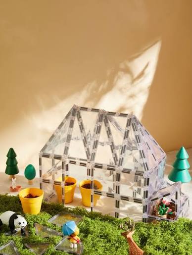 Diamond-Cut Transparent Magnetic Tiles for Kids 3+, 50 Pieces