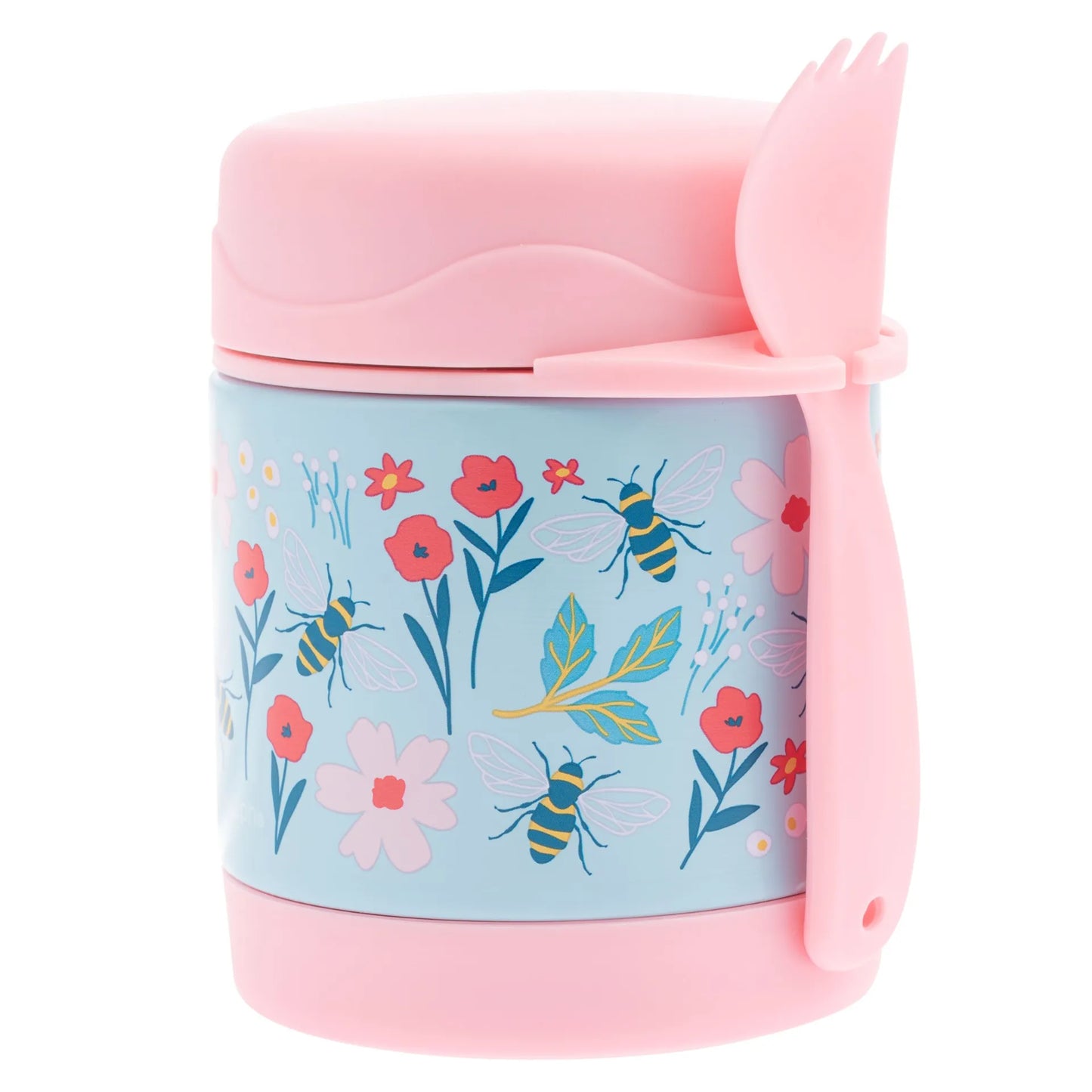 Insulated Food Jar Bee: Vacuum-Insulated Food Jar with Spork 10oz. For Kids 3+