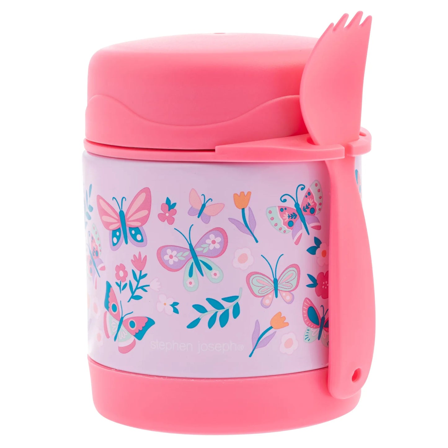 Insulated Food Jar Butterfly: Vacuum-Insulated Food Jar with Spork 10oz. For Kids 3+