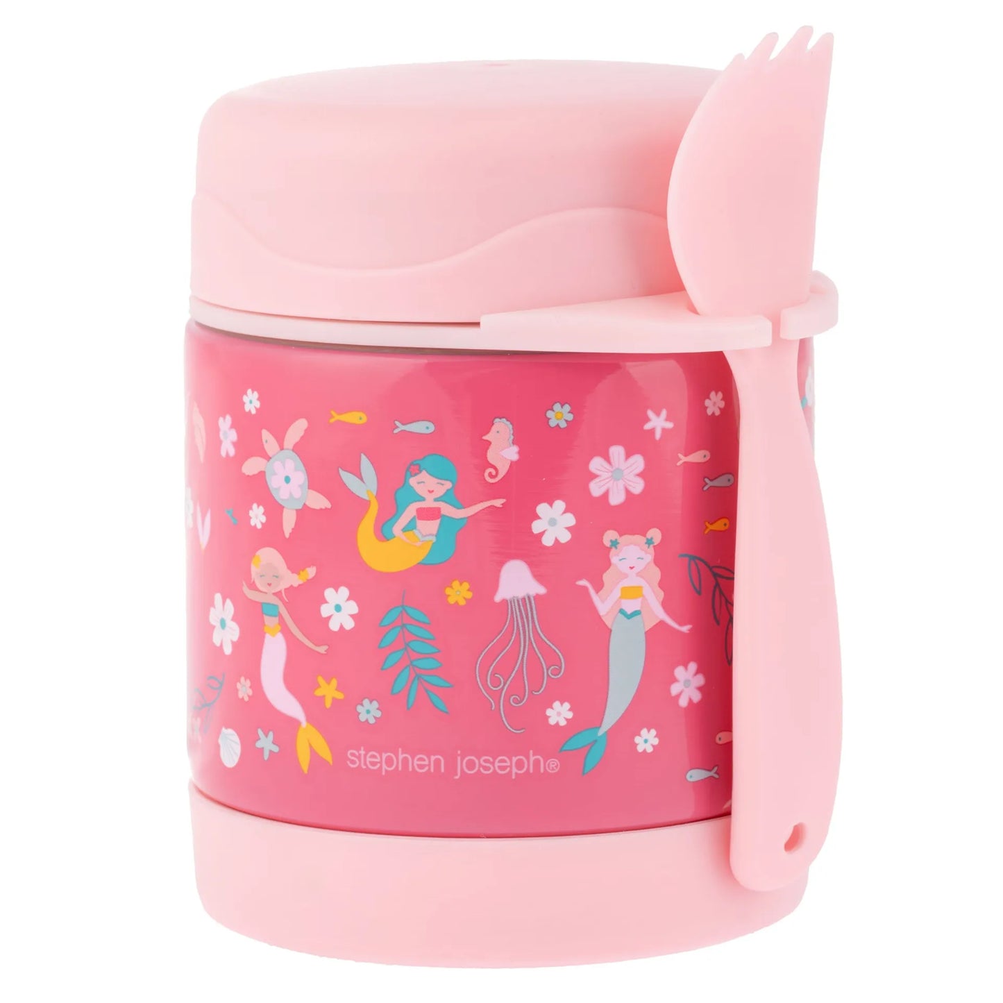 Insulated Food Jar Mermaid: Vacuum-Insulated Food Jar with Spork 10oz. For Kids 3+