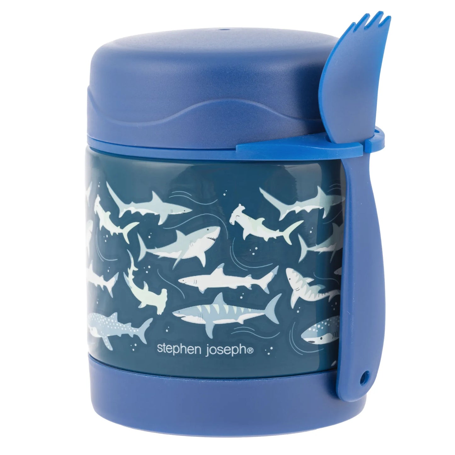 Insulated Food Jar Shark: Vacuum-Insulated Food Jar with Spork 10oz. For Kids 3+