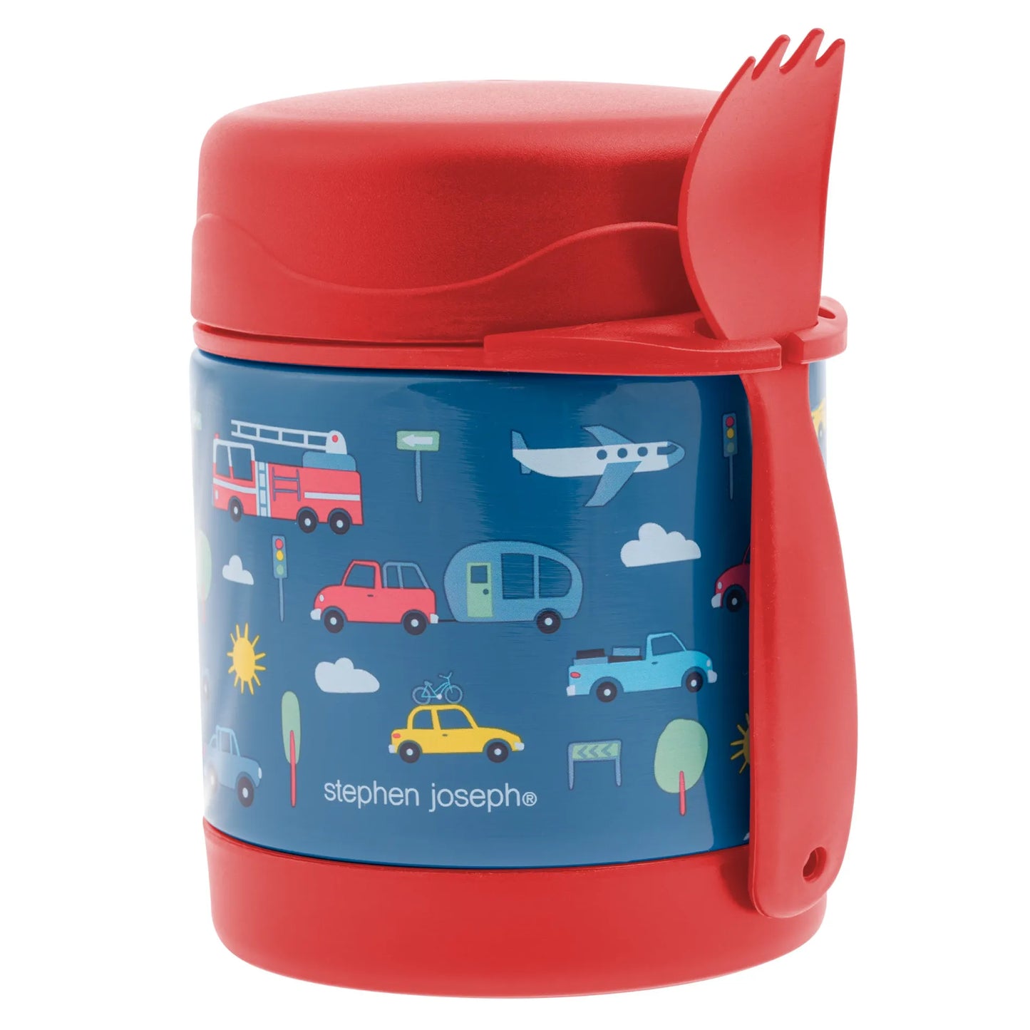 Insulated Food Jar Transportation: Vacuum-Insulated Food Jar with Spork 10oz. For Kids 3+