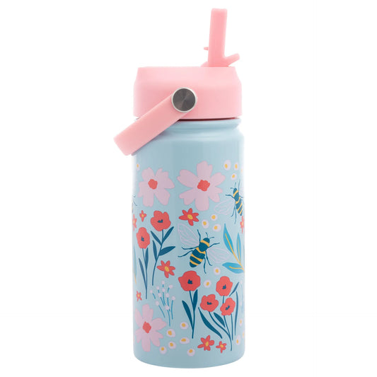 Bee, Insulated Stainless Steel Water Bottle With Handle, For Kids 3+, Pivoting Handle 14oz