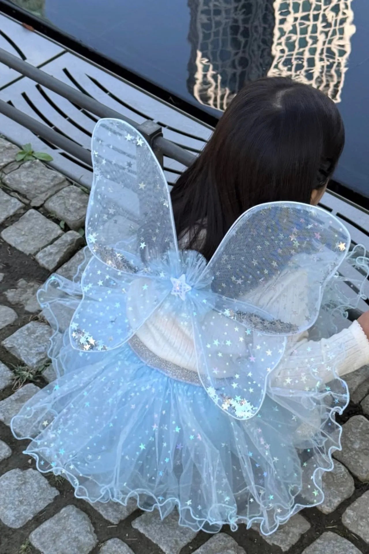Iridescent Celestial Fairy, Wings, Tutu And Wand Costume Set For Kids 3+