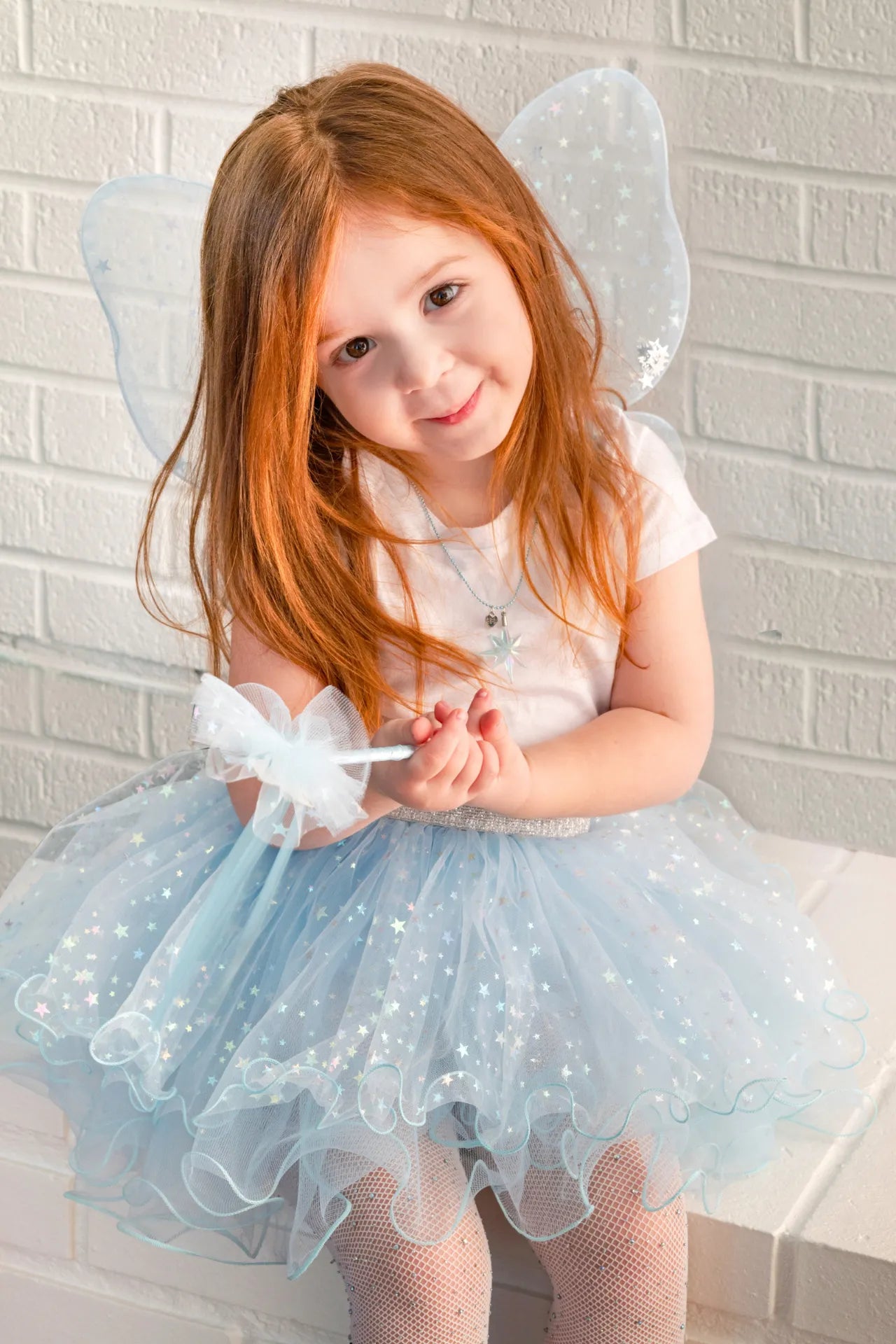 Iridescent Celestial Fairy, Wings, Tutu And Wand Costume Set For Kids 3+