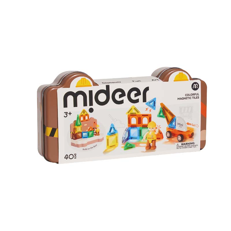 Junior Engineer Mini Tiles, Colourful Magnetic Building Set for Kids 3+