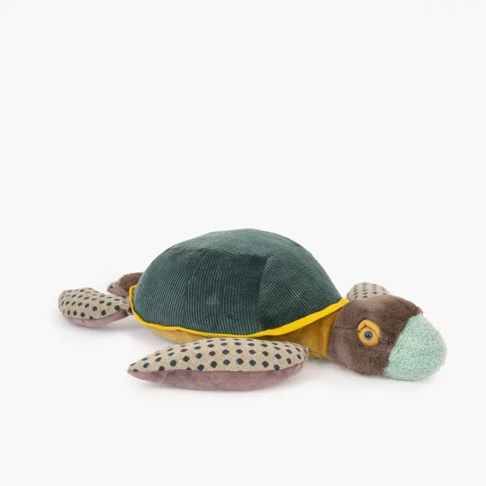 Plush turtle toy on a white background
