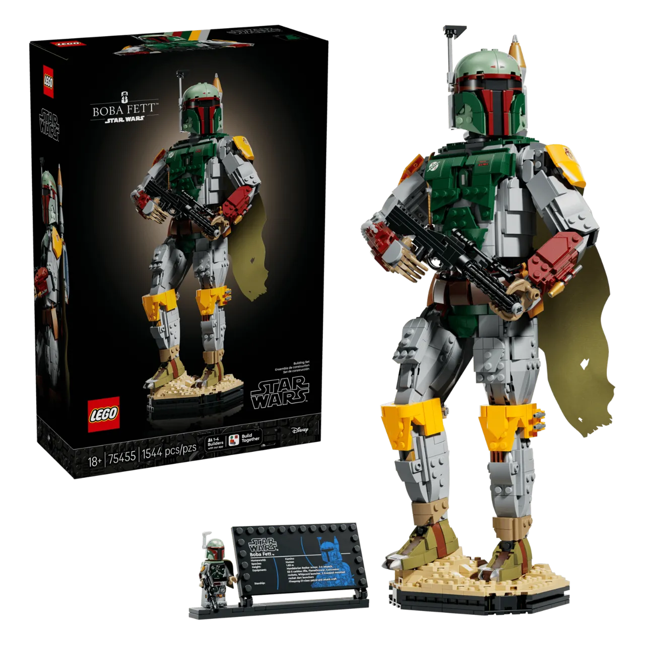 Boba Fett Helmet/Bust Display Model, Lego Star Wars Collection 1544 Pieces, 75455
