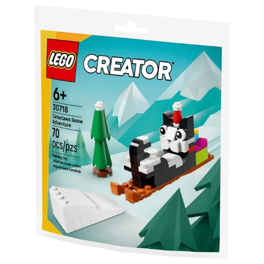 LEGO Creator 30718 Catacaws Snow Adventure building toy in its original retail packaging, featuring a black and white cat in a snowmobile on a snowy mountain background.