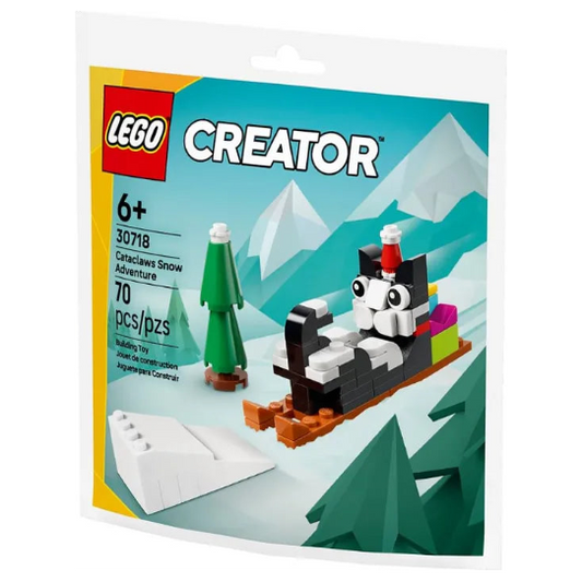 LEGO Creator 30718 Catacaws Snow Adventure building toy in its original retail packaging, featuring a black and white cat in a snowmobile on a snowy mountain background.
