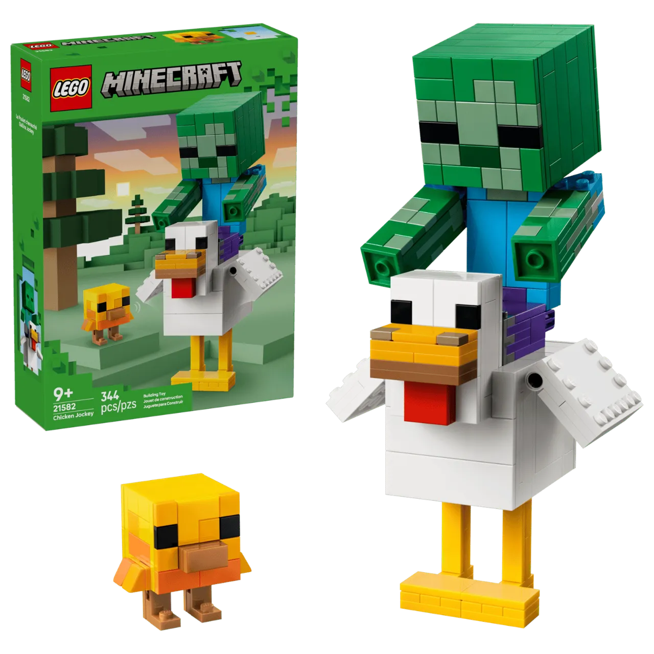 Chicken Jockey, Lego Minecraft Collection 344 Pieces, 21582