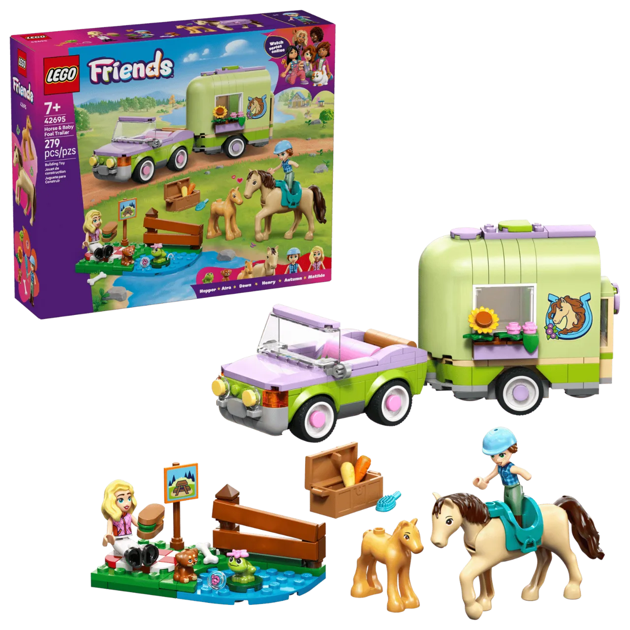 Horse & Baby Foal Trailer, Lego Friends Collection 279 Pieces, 42695
