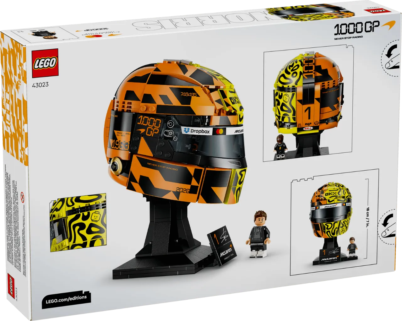 McLaren Mastercard F1 Team Lando Norris Helmet, Lego Editions Collection 793 Pieces, 43023