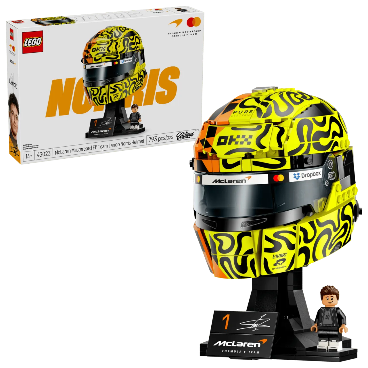 McLaren Mastercard F1 Team Lando Norris Helmet, Lego Editions Collection 793 Pieces, 43023