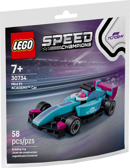 Mini F1 ACADEMY Car, Lego, For Kids 7+, Speed Champions Collection 58 Pieces, 30734