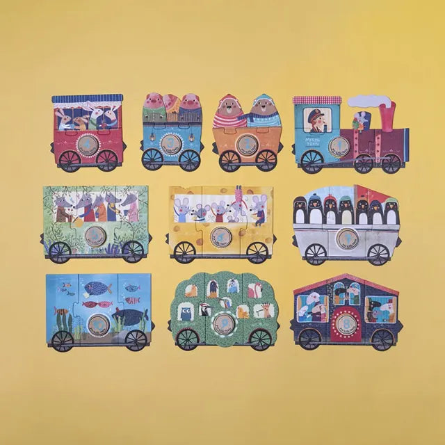 Set of puzzles: My little train 10 puzzles x 3 pcs, LONDJI