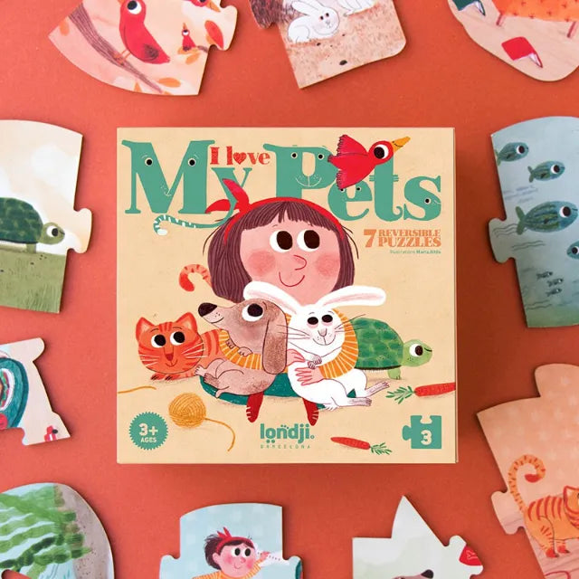 Set of puzzles: I love my pets 7 reversible puzzles x 3 pcs, LONDJI