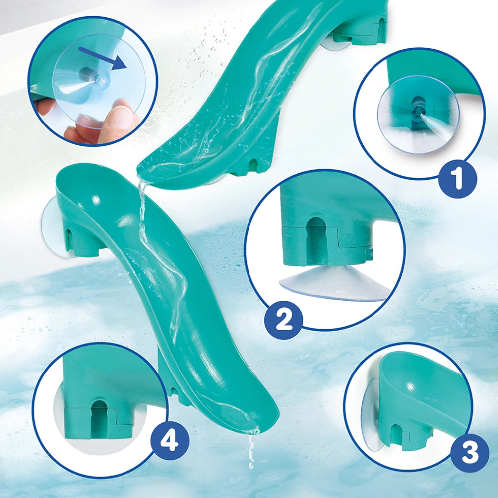 Bath toboggan with suction cups and balls, Ludi