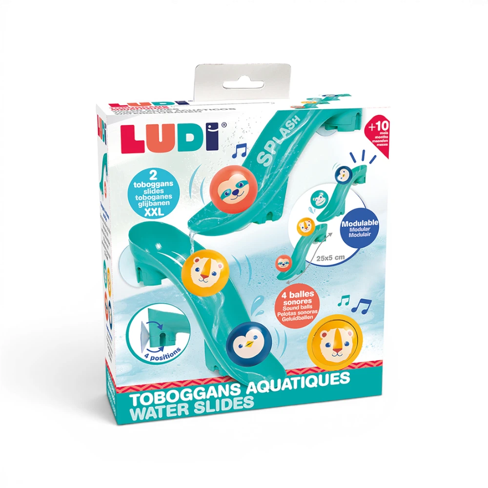 Bath toboggan with suction cups and balls, Ludi