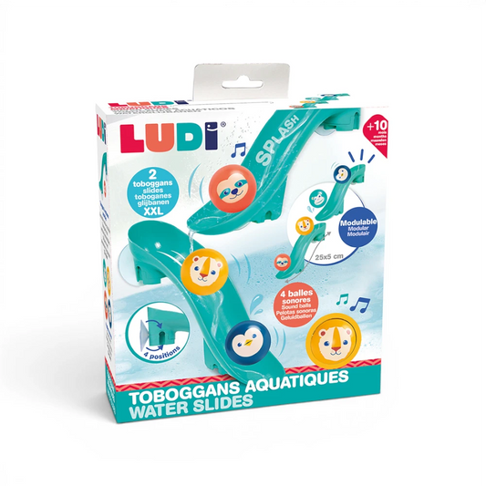 Bath toboggan with suction cups and balls, Ludi