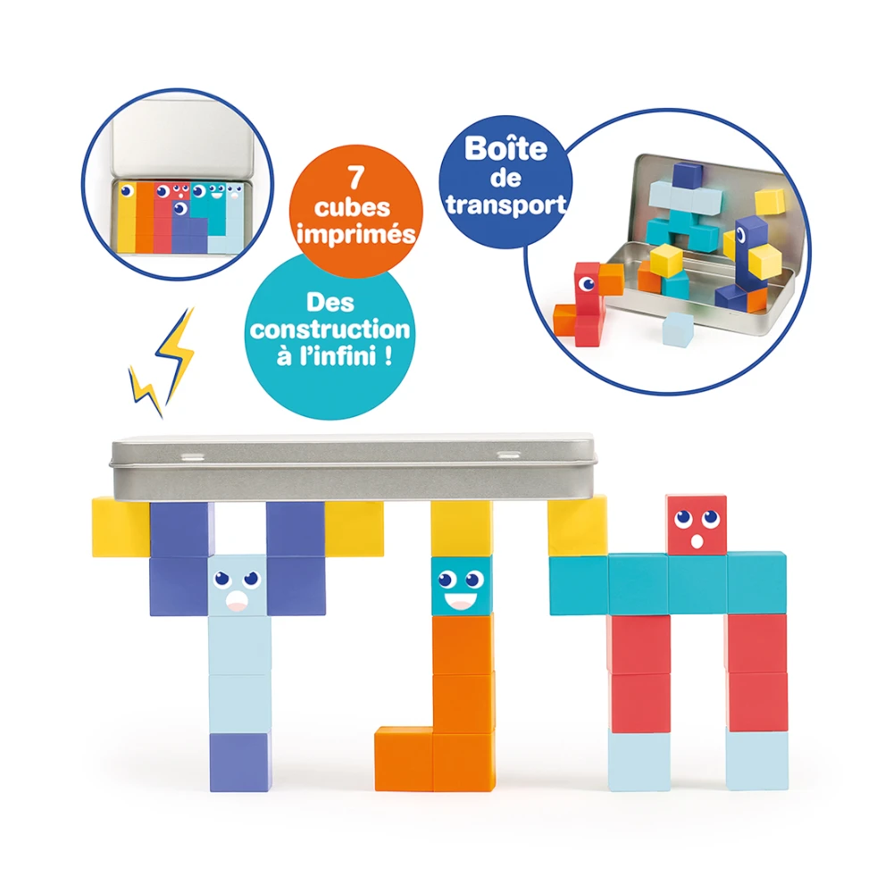 Magnetic construction toy with cubes 28 pcs. in a metal box, Ludi