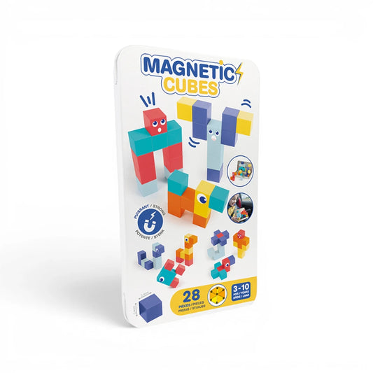 Magnetic construction toy with cubes 28 pcs. in a metal box, Ludi