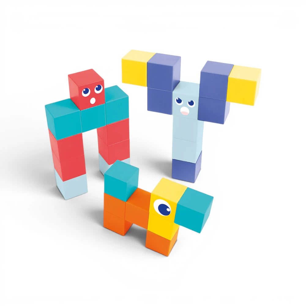 Magnetic construction toy with cubes 28 pcs. in a metal box, Ludi
