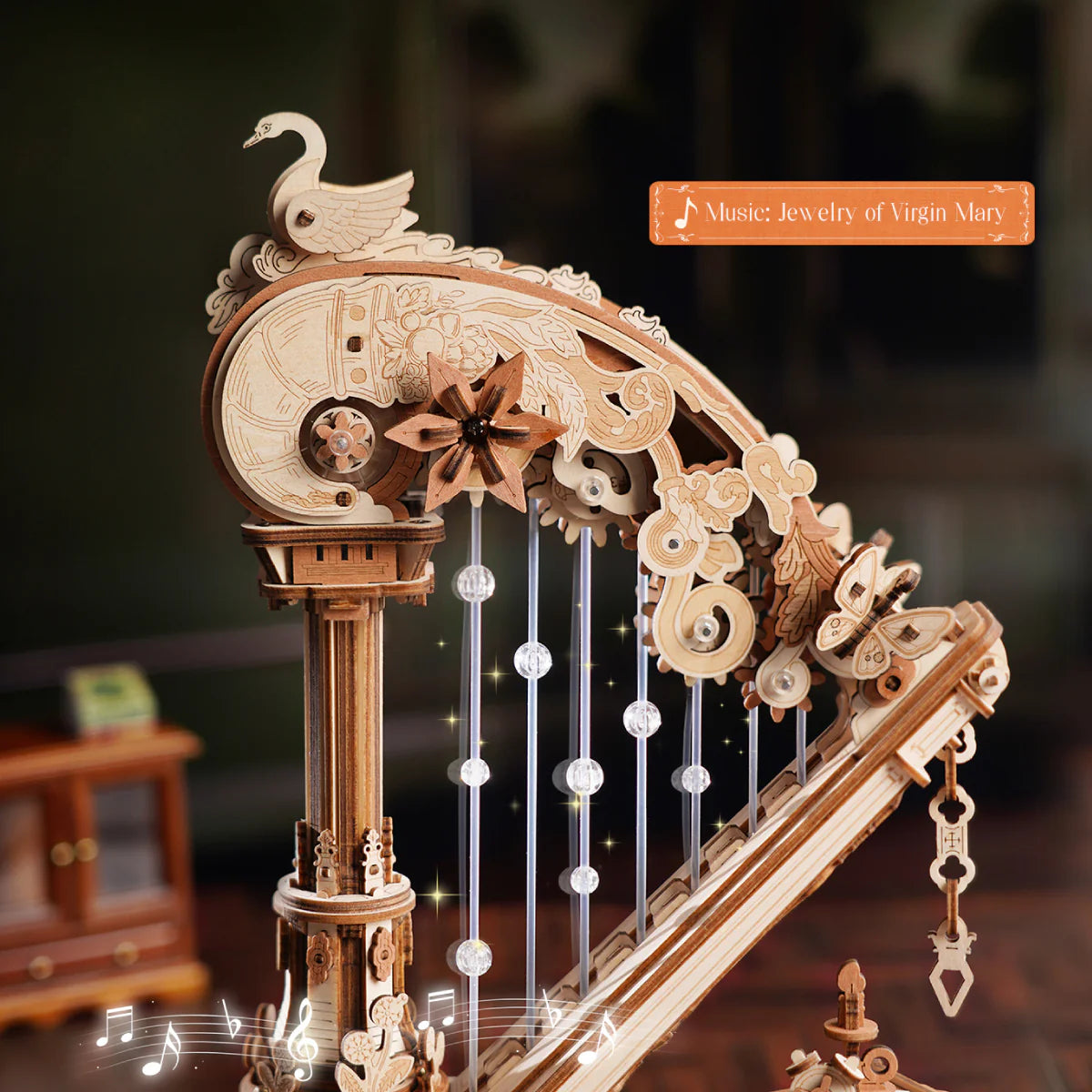 Wooden 3D Puzzle, Magic Harp Music Box AMK71, ROKR