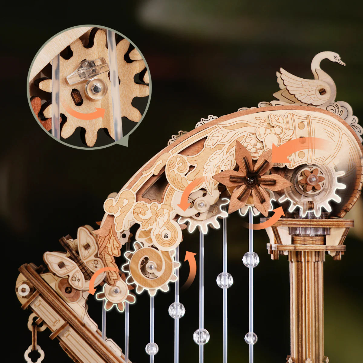 Wooden 3D Puzzle, Magic Harp Music Box AMK71, ROKR