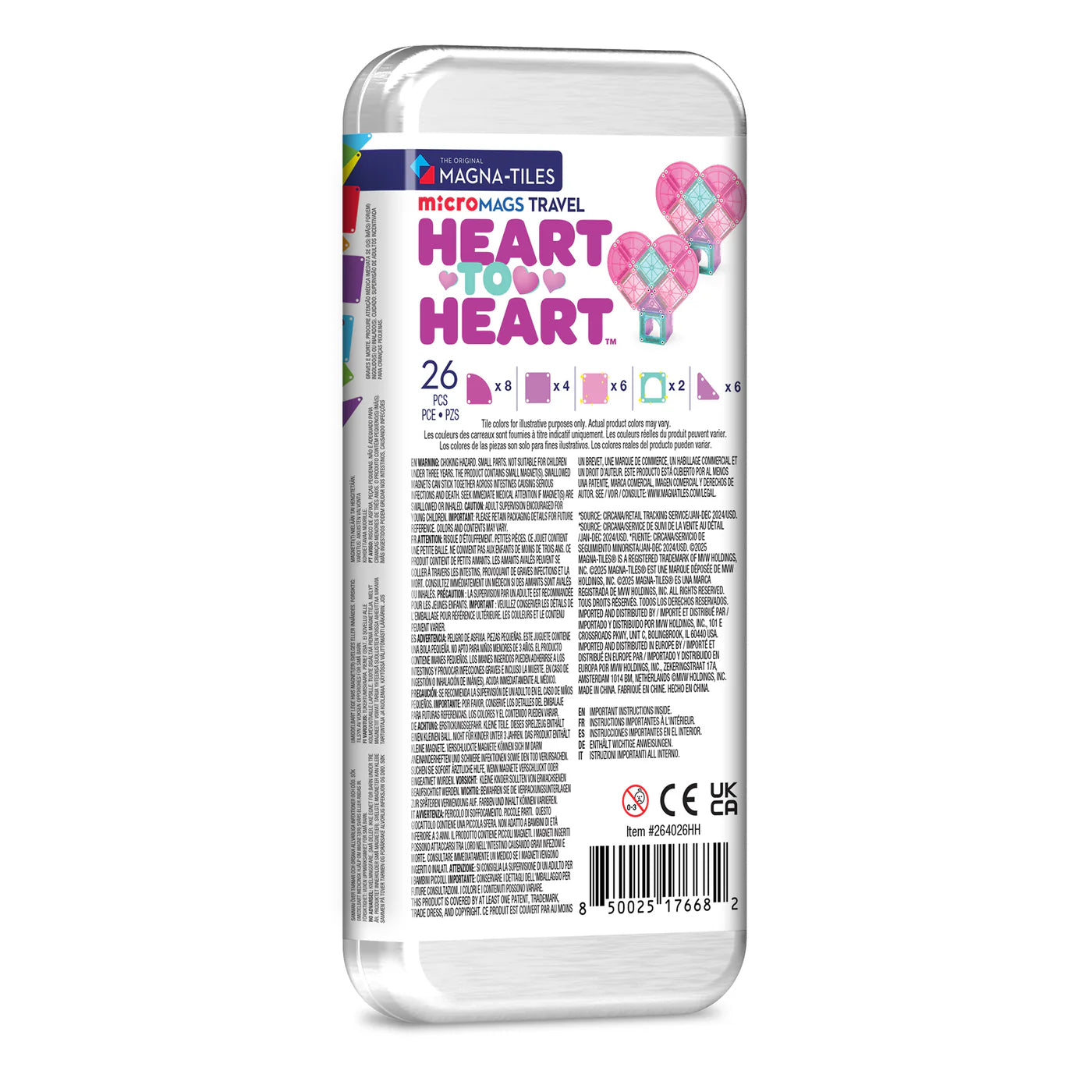 Travel Set microMAGS 26-Piece: Heart to Heart, Magna-tiles