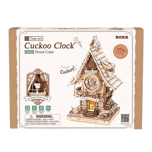 Mechanical 3D Wooden Puzzle: Cuckoo Clock (wood colour), ROKR