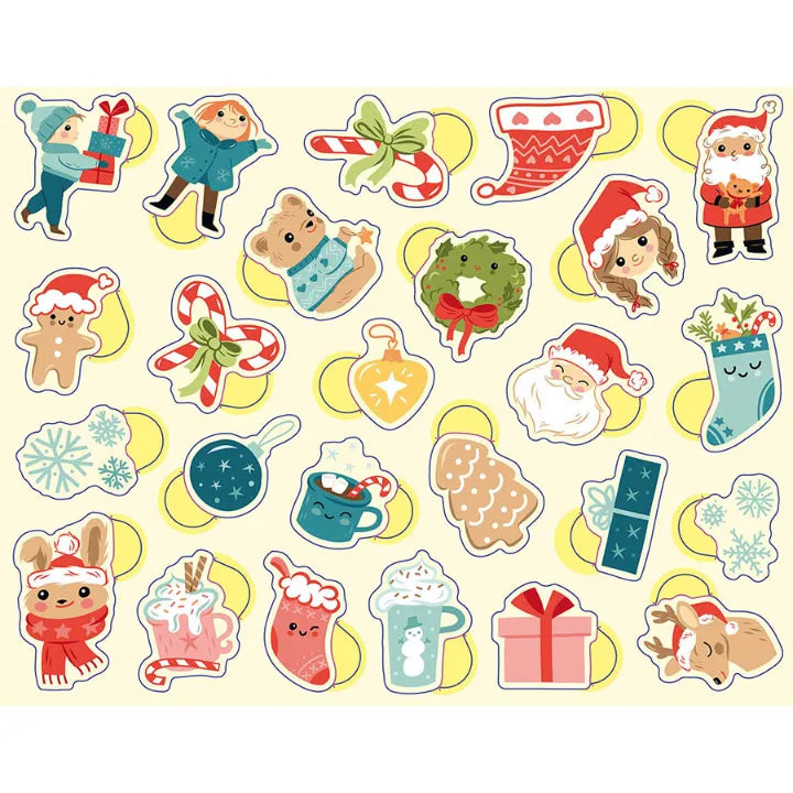 Metallic Box of Stickers, Reusable Tin for Kids 18m+, Christmas