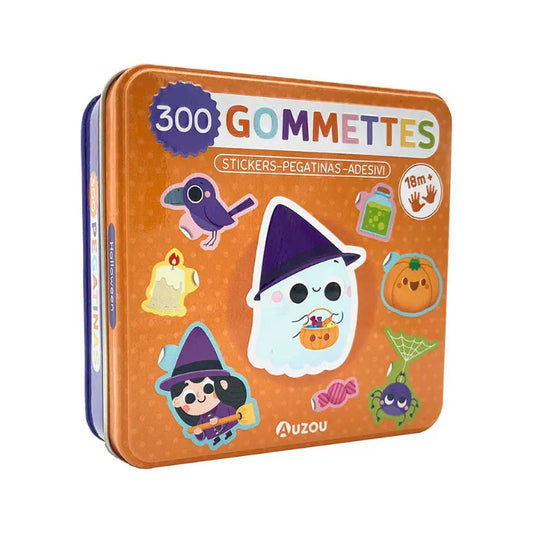 Metallic Box of Stickers, Reusable Tin for Kids 18m+, Halloween