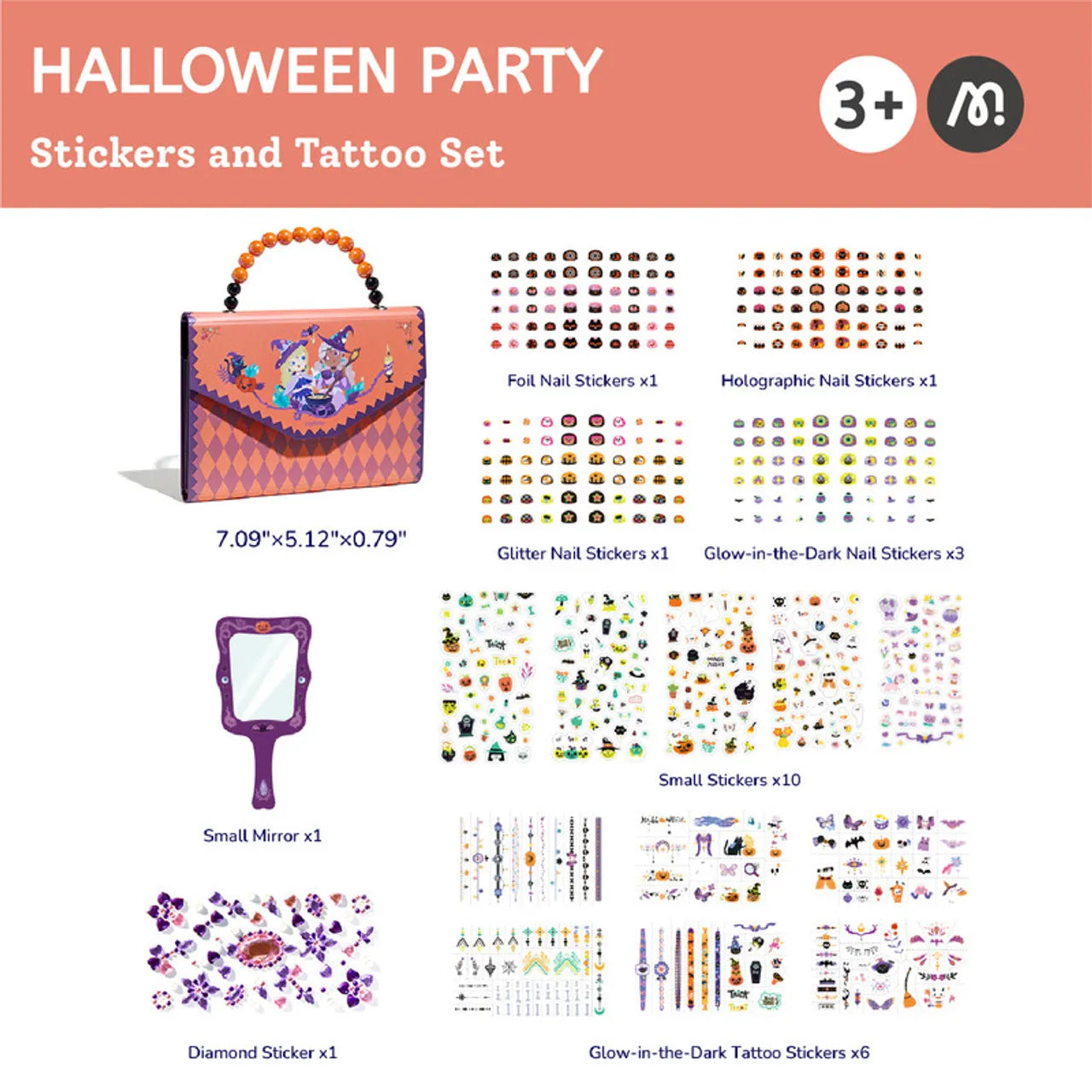 Halloween Stickers & Tattoo Set, Sticker & Tattoo Set for Kids 8+