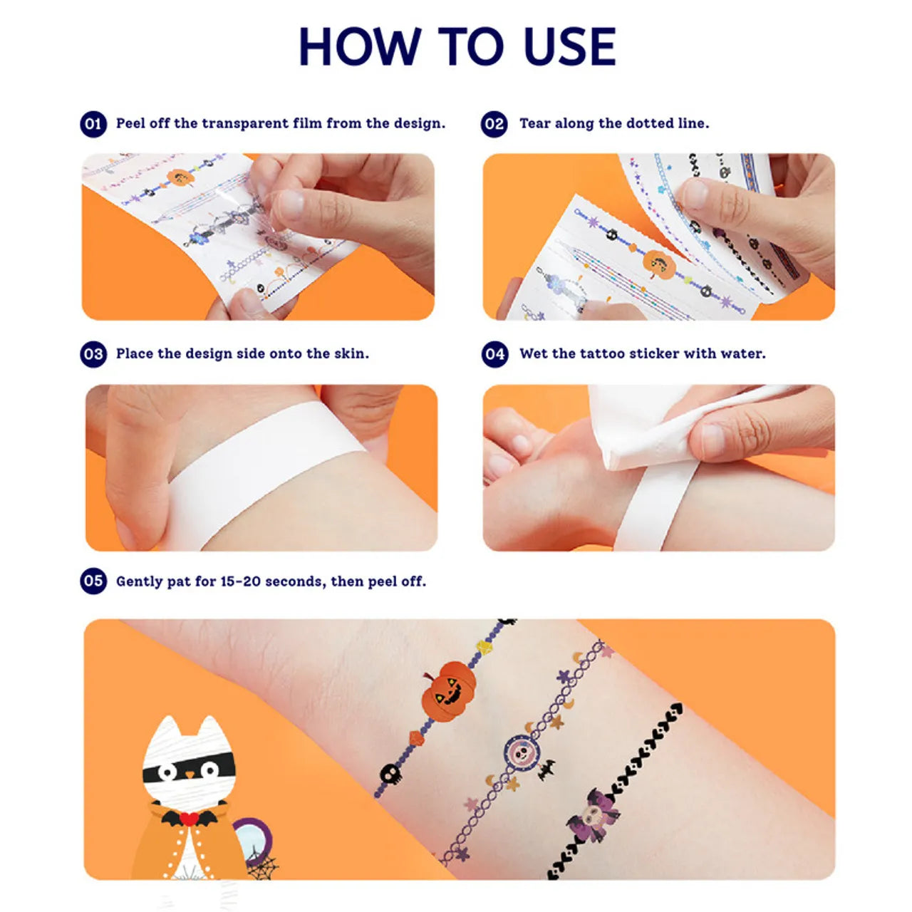 Halloween Stickers & Tattoo Set, Sticker & Tattoo Set for Kids 8+