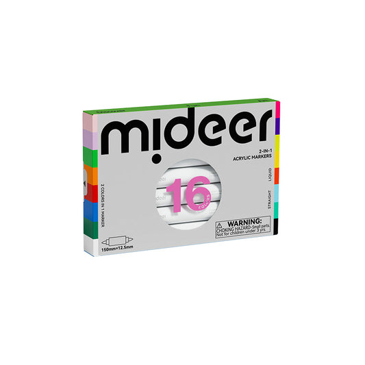 2-In-1 Acrylic Markers 16 Colors, Mideer
