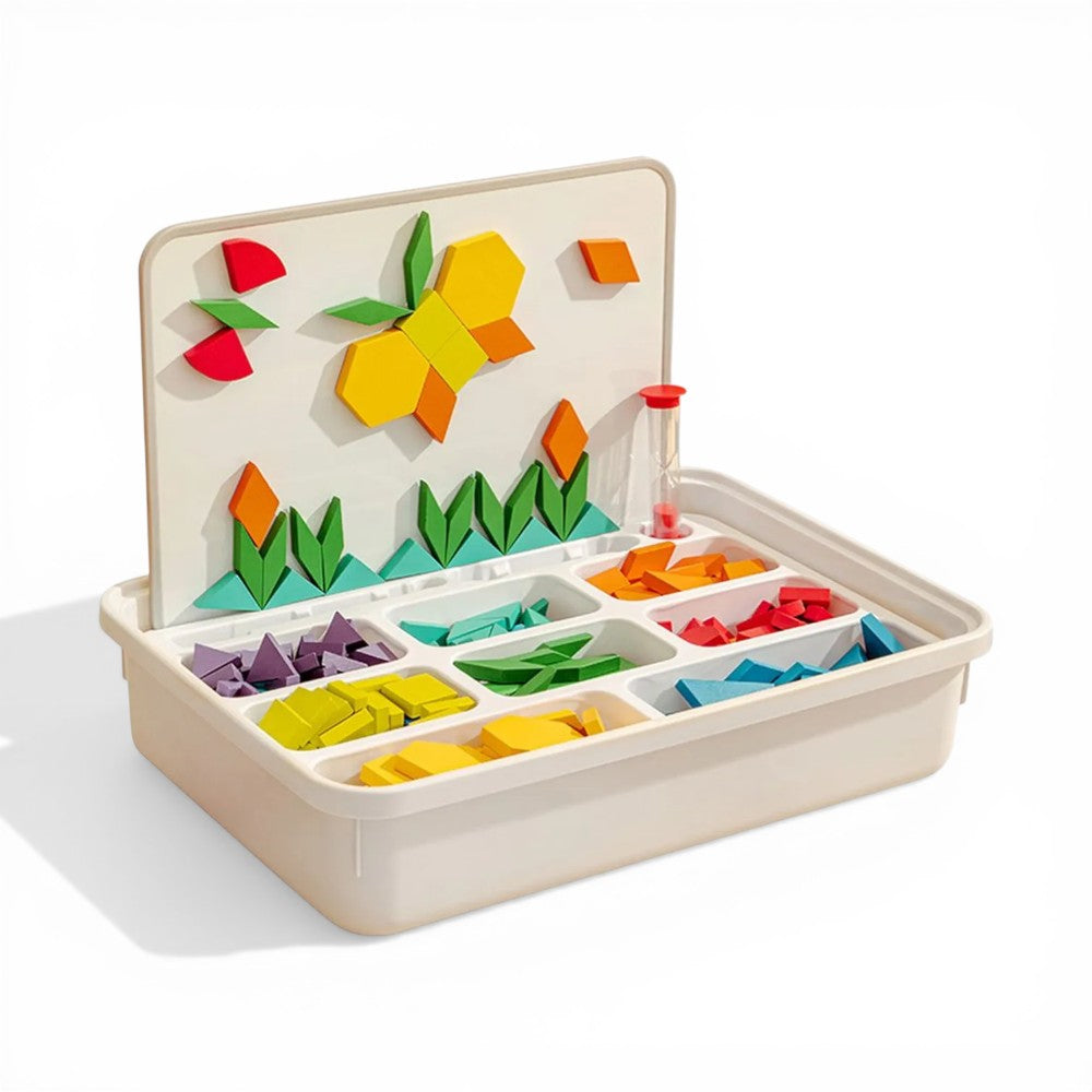 Magnetic Wooden Geometry Blocks 250pcs, Mideer