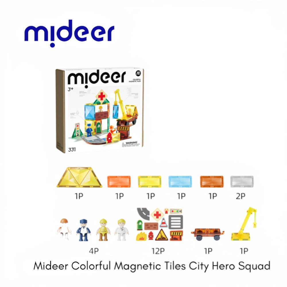 Colorful Magnetic: Tiles City Hero Squad 33 pcs, Mideer