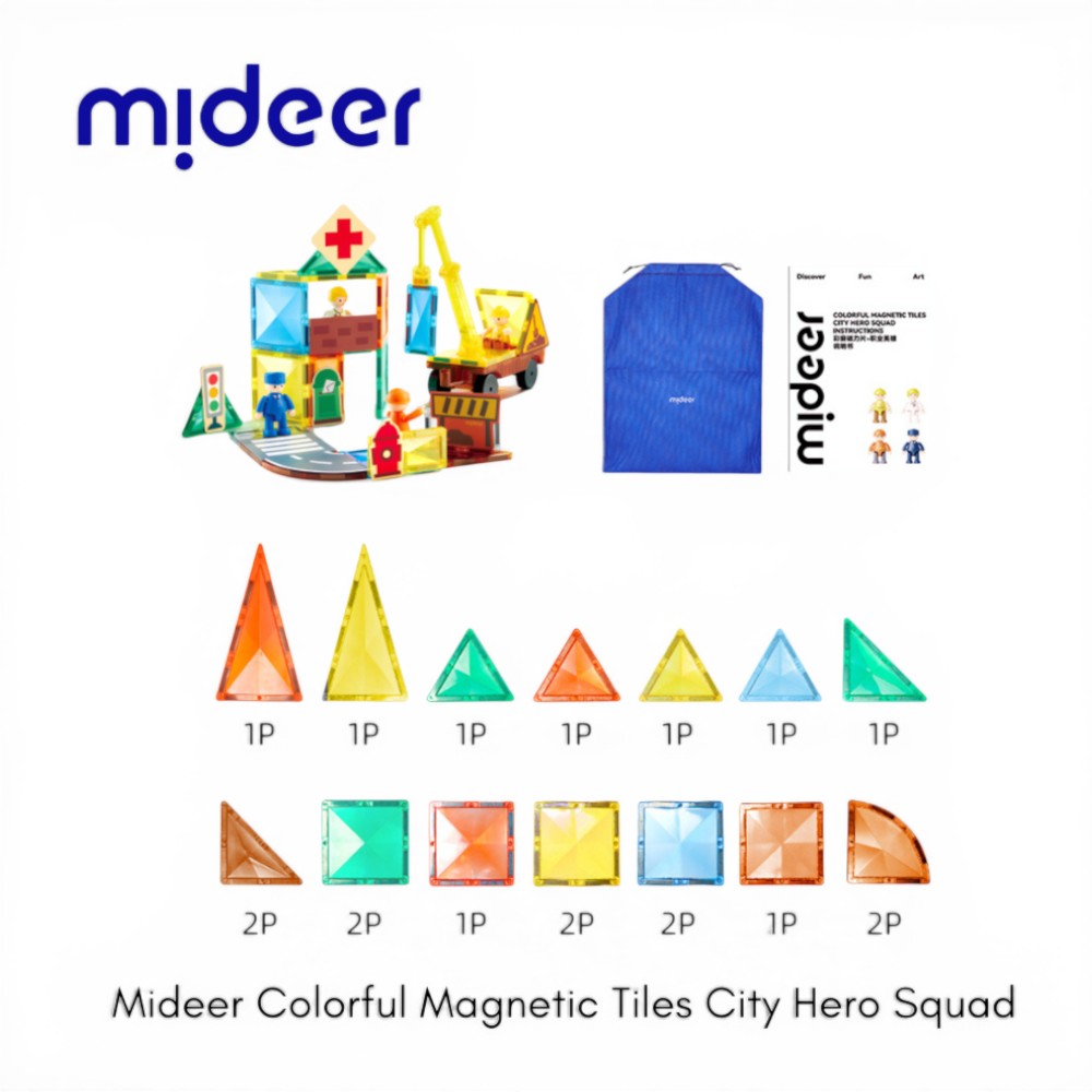 Colorful Magnetic: Tiles City Hero Squad 33 pcs, Mideer