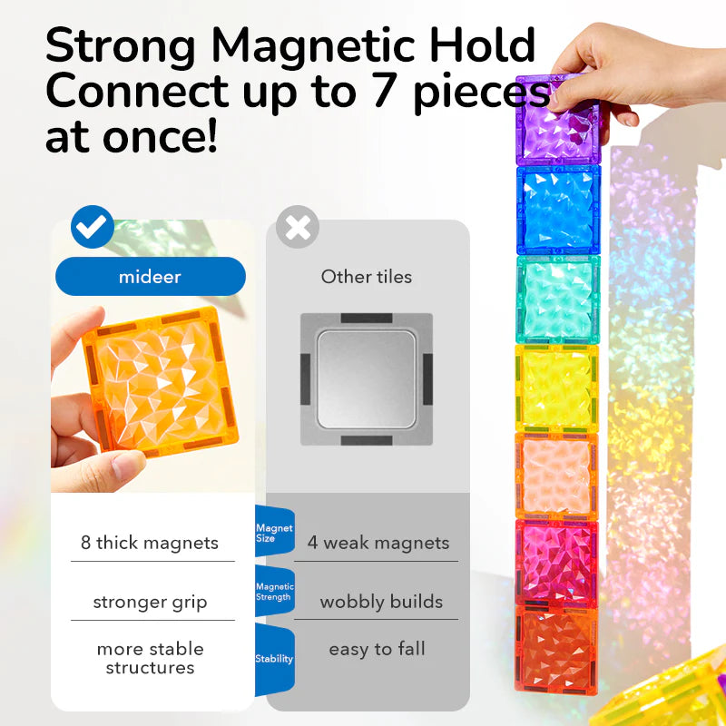 Colorful Magnetic Tiles 90 pcs: Diamond Brilliancy, Mideer