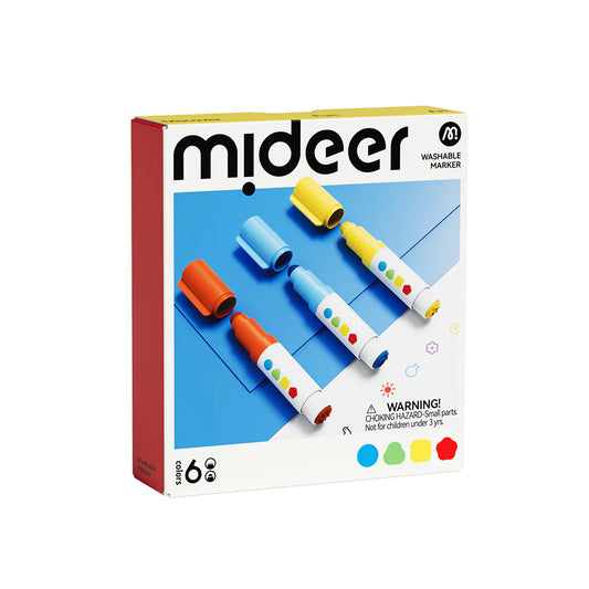 Round-Tip Stamper Washable Marker- 6 colors, Mideer