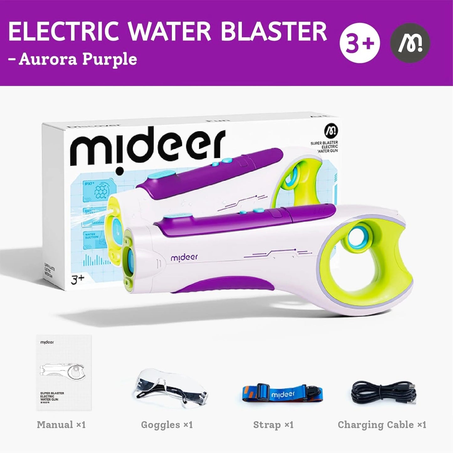Super Blaster Electric Water Gun: Purple & Green, Mideer