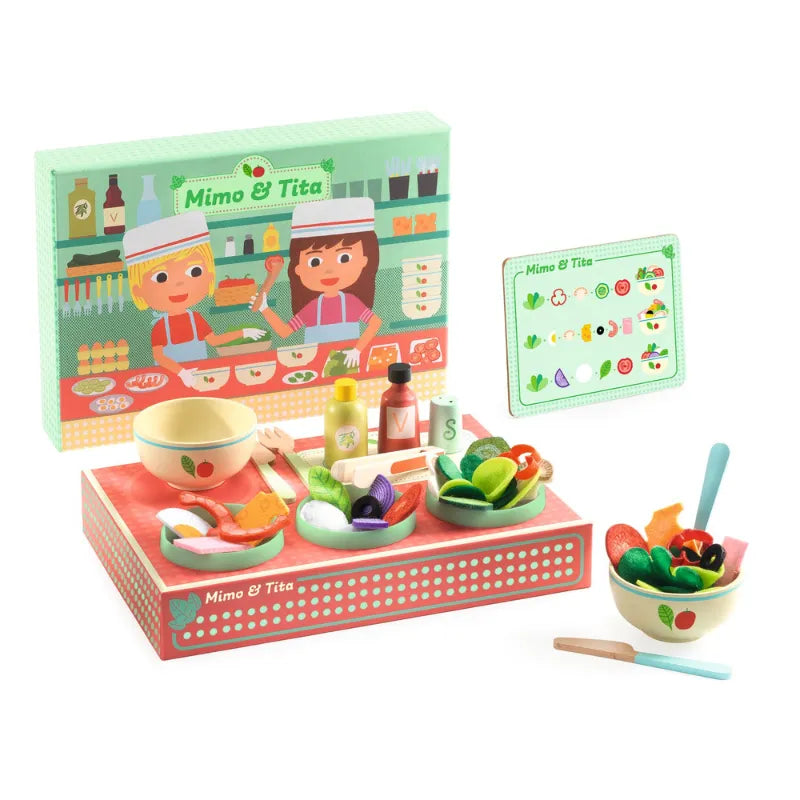 Mimo And Nina Salad Bar, Pretend Play Set For Kids 3+