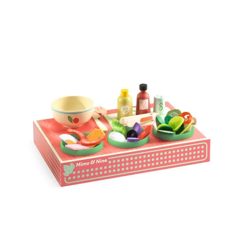 Mimo And Nina Salad Bar, Pretend Play Set For Kids 3+