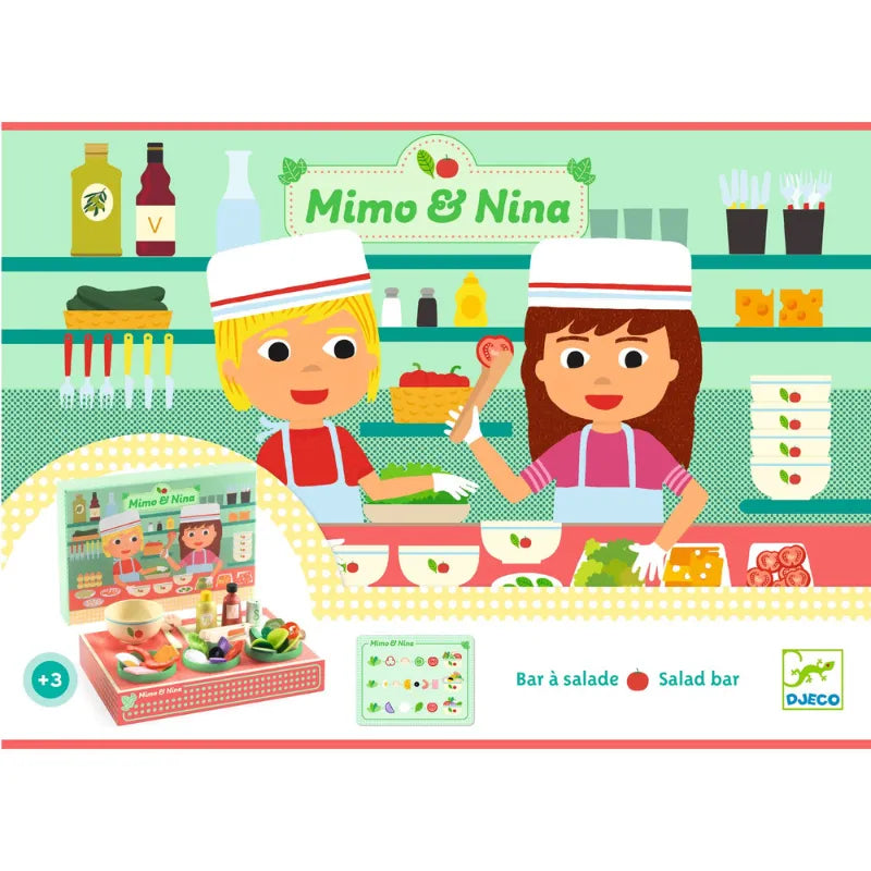 Mimo And Nina Salad Bar, Pretend Play Set For Kids 3+