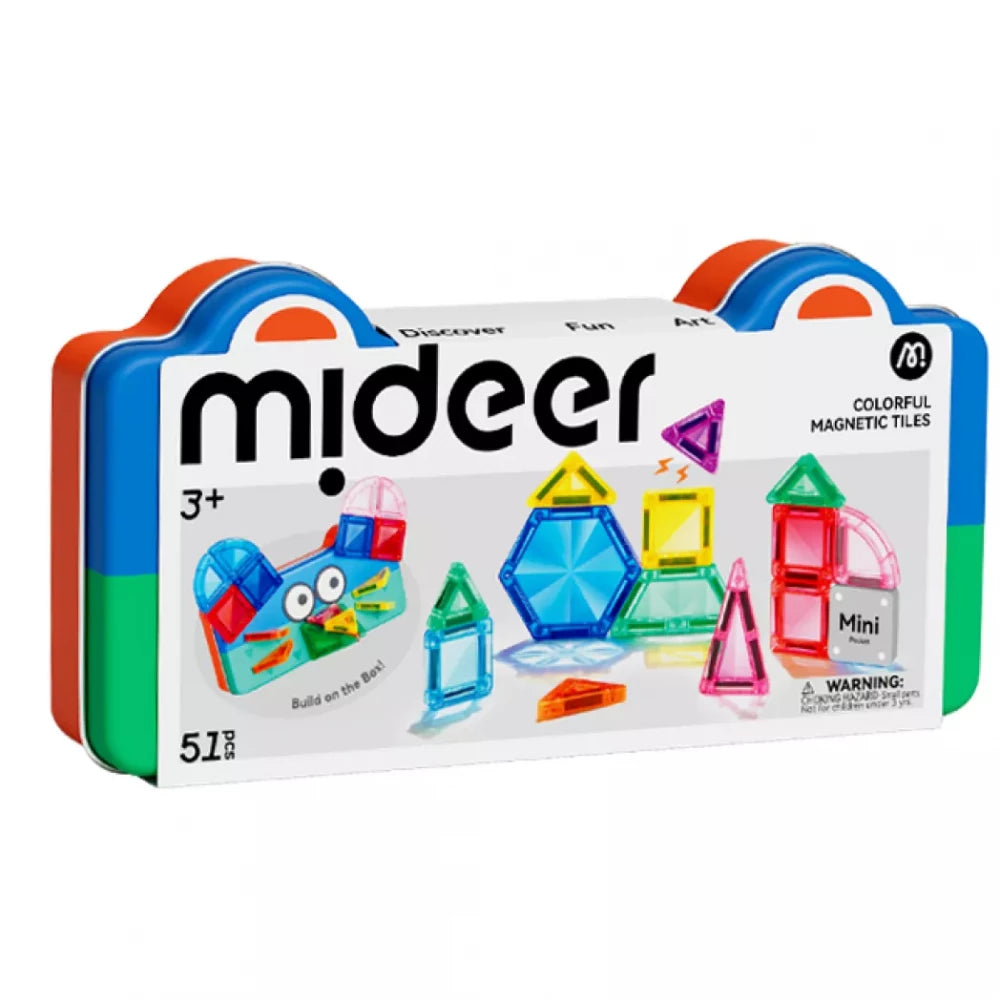 Mini Creative Geometry, Colourful Magnetic Tiles for Kids, 51 Pieces